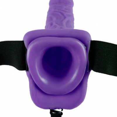 FETISH FANTASY SERIES 7 "HOLLOW STRAP-ON VIBRANDO COM ESFERAS 17,8 CM ROXO