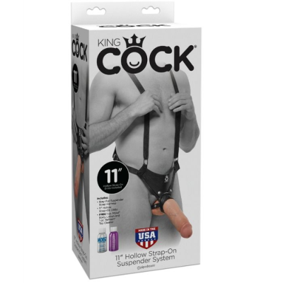 SISTEMA DE SUSPENSÃO KING COCK DE 28 CM HOLLOW STRAP-ON - CARNE