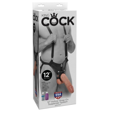 SISTEMA DE SUSPENSÃO KING COCK 30,5 CM HOLLOW STRAP-ON - CARNE