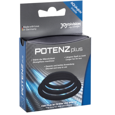 POTENZ PLUS CONJUNTO DE 3 ANÉIS PRETOS - S, M, L