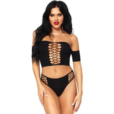 LEG AVENUE CONJUNTO DE 2 PEÇAS SUPERIOR E THONG ONE TAMANHO