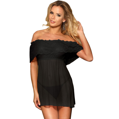 SUBBLIME SHORT DRESS + THONG BLACK L / XL