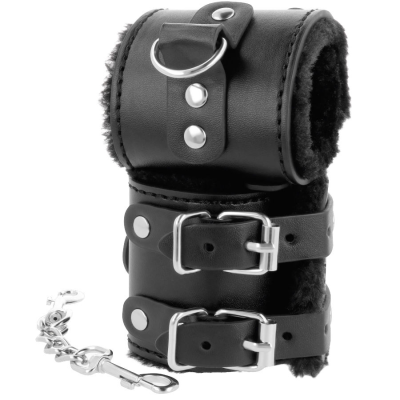 DARKNESS  WRIST RESTRAINTS BLACK WITH FUR