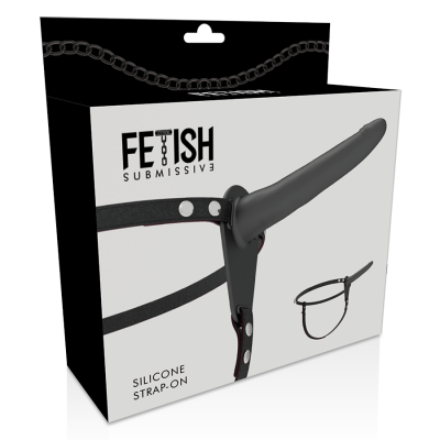 FETISH SUBMISSIVE ARNÉS SILICONA NEGRO 15CM