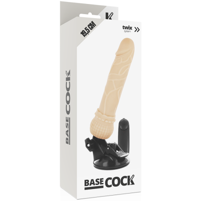 CARNE DE CONTROLE REMOTO DO VIBRADOR REALÍSTICO BASECOCK 19,5 CM