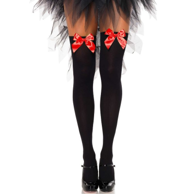 MEIAS ALTAS LEG AVENUE BLACK COM RED LITTLE ONE SIZE