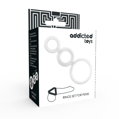 ADDICTED TOYS SET  ANILLOS PENE Y TESTICULOS CLEAR