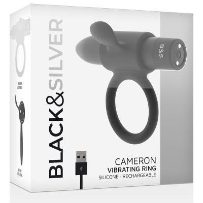 BLACK&SILVER CAMERON RECHARGEABLE VIBRATING RING BLACK