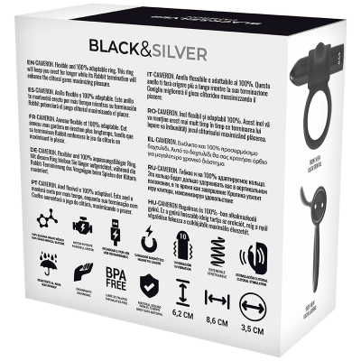 BLACK&SILVER CAMERON RECHARGEABLE VIBRATING RING BLACK