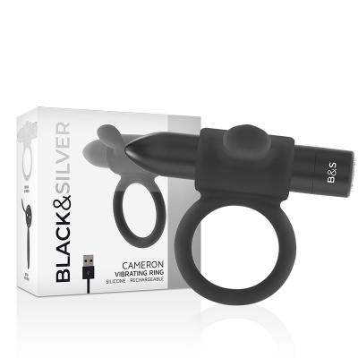 BLACK&SILVER CAMERON RECHARGEABLE VIBRATING RING BLACK