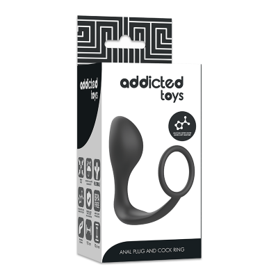 PLUGUE ANAL DE BRINQUEDOS VICIADOS COM ANEL DE SILICONE PRETO