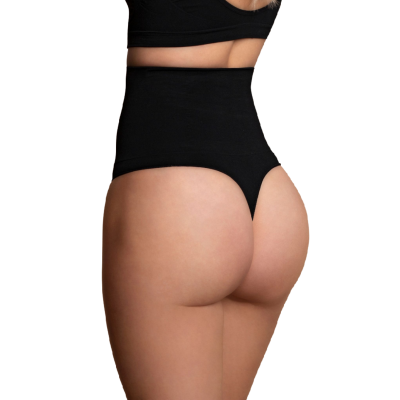 BYE BRA SEAMLESS CINTURA ALTA THONG MEDIUM CONTROL - BLACK L