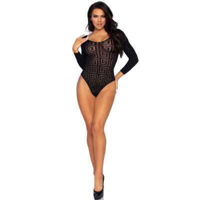 LEG AVENUE MOSAIC SNAP CROTH BODYSUIT ONE SIZE