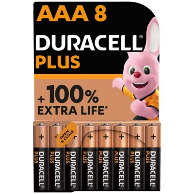 BATERIA DURACELL PLUS POWER 100 ALCALINA AAA LR03 8 UNIDADE