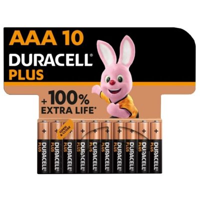 BATERIA DURACELL PLUS POWER 100 ALCALINA AAA LR03 10 UNIDADE