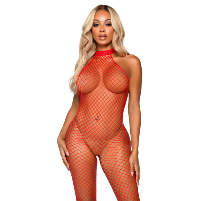 LEG AVENUE RACER NECK Bodystocking TAMANHO ÚNICO - VERMELHO