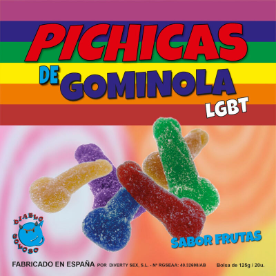 PRIDE - FRUTAS DE PÊNIS GOMA COM AÇÚCAR LGBT