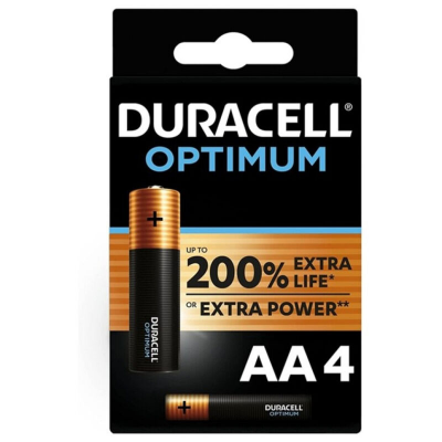 BATERIA ALCALINA DURACELL OPTIMUM 200 AA LR6 4 UNIDADES