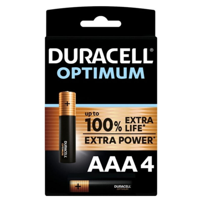 BATERIA ALCALINA DURACELL OPTIMUM 200 AAA LR03 4 UNIDADES