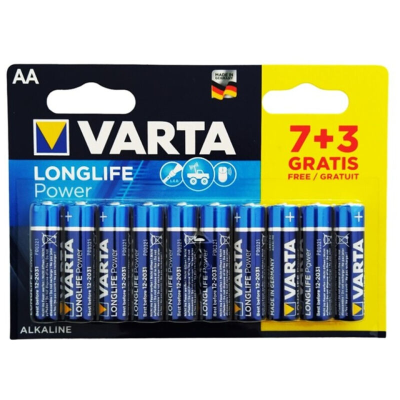 BATERIA ALCALINA VARTA LONGLIFE POWER AA LR6 10 UNIDADES