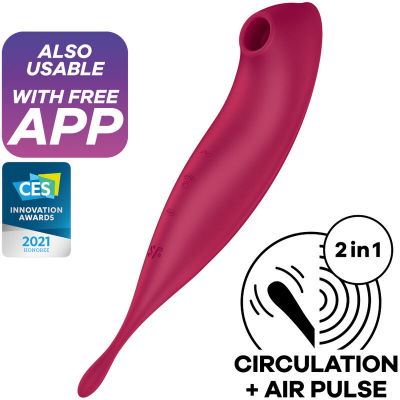 ESTIMULADOR E VIBRADOR DE PULSO DE AR SATISFYER TWIRLING PRO+ - VERMELHO