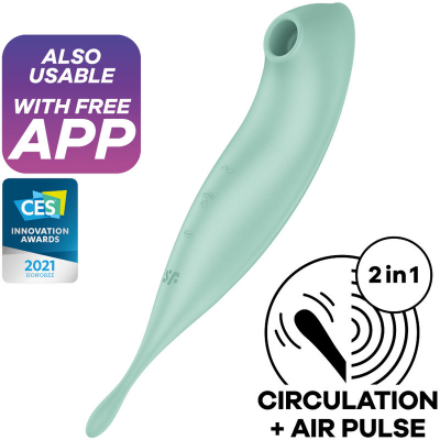 ESTIMULADOR E VIBRADOR DE PULSO DE AR PRO+ SATISFYER TWIRLING - VERDE