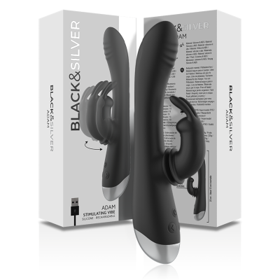 BLACK&SILVER - ADAM STIMULATING VIBE SILICONE RECHARGEABLE BLACK