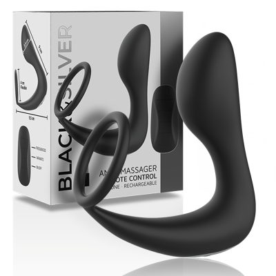 BLACK&SILVER - ANAL MASSAGER REMOTE CONTROL SILICONE RECHARGEABLE BLACK