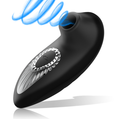 BLACK&SILVER - DRAKE DELUXE SUCKING VIBE SILICONE RECHARGEABLE BLACK