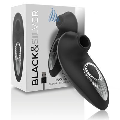 BLACK&SILVER - DRAKE DELUXE SUCKING VIBE SILICONE RECHARGEABLE BLACK