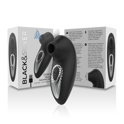 BLACK&SILVER - DRAKE DELUXE SUCKING VIBE SILICONE RECHARGEABLE BLACK