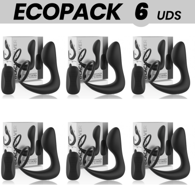 ECOPACK 6 UNIDADES - BLACK&SILVER MASSAGER ANAL CONTROLE REMOTO SILICONE RECARREGÁVEL PRETO