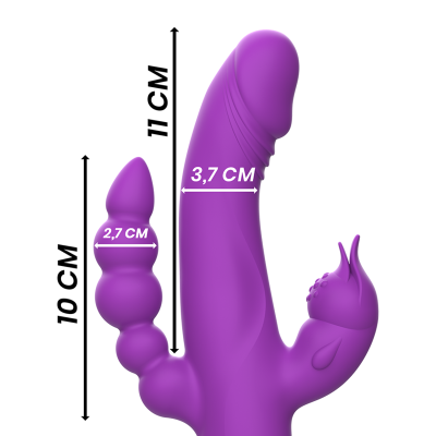 INTENSE - CASANOVA VIBRATOR RABBIT SILICONE TRIPLE ENGINE PURPLE