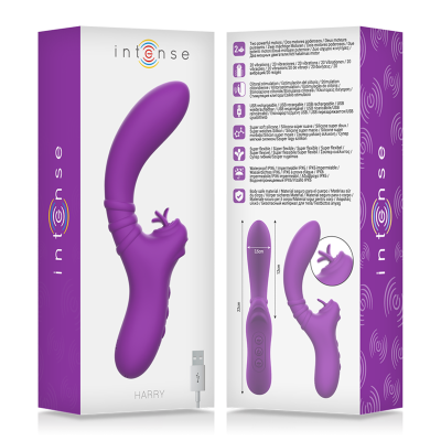 INTENSE - HARRY VIBRATOR FLEXIBLE WITH PURPLE TONGUE