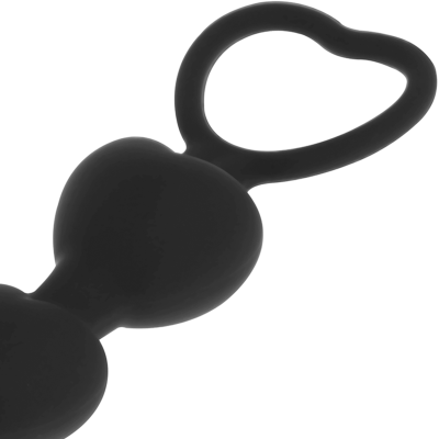 BLACK&SILVER - MILA SILICONE ANAL HEART-BEADS 18 CM