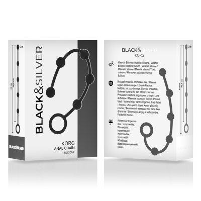 BLACK&SILVER - KORG SILICONE ANAL CHAIN 23 CM