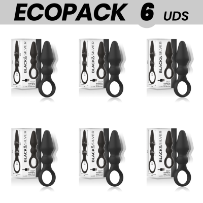 ECOPACK 6 UNIDADES - PLUG ANAL DE SILICONE PODEROSO BLACK&SILVER OZZY