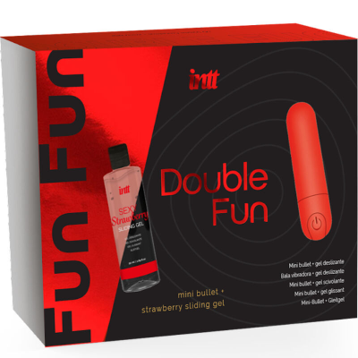 INTT - DUPLO FUN KIT COM BALA VIBRANTE E GEL DE MASSAGEM DE MORANGO