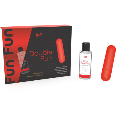 INTT - DUPLO FUN KIT COM BALA VIBRANTE E GEL DE MASSAGEM DE MORANGO