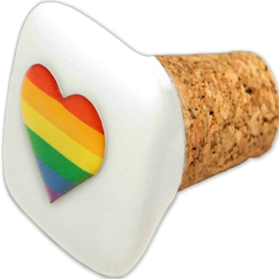 PRIDE - SQUARE CORK CERAMIC STOPPER WITH LGBT FLAG