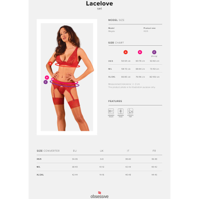 OBSESSIVE - LACELOVE TRÊS PEÇAS CONJUNTO VERMELHO XL/XXL