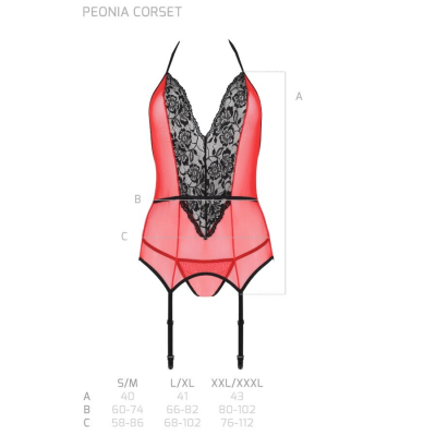 PAIXÃO - PEONIA CORSET LINHA ERÓTICA VERMELHO S/M