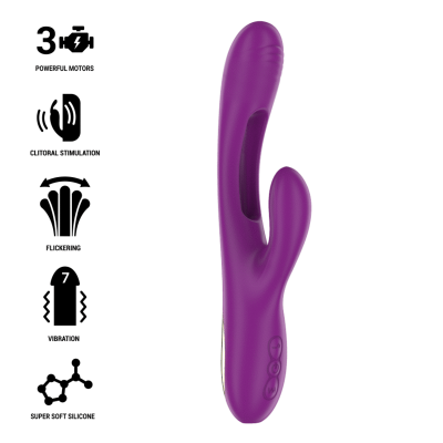 INTENSE - APOLO VIBRADOR MULTIFUNÇÃO RECARREGÁVEL 7 VIBRAÇÕES COM LÍNGUA OSCILANTE ROXA