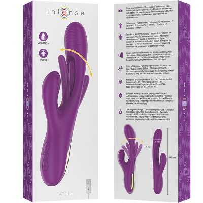 INTENSE - APOLO VIBRADOR MULTIFUNÇÃO RECARREGÁVEL 7 VIBRAÇÕES COM LÍNGUA OSCILANTE ROXA