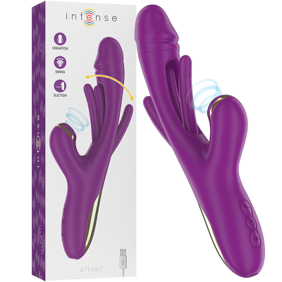 INTENSE - ATENEO VIBRADOR MULTIFUNÇÃO RECARREGÁVEL 7 VIBRAÇÕES COM LÍNGUA OSCILANTE E SUCÇÃO ROXA