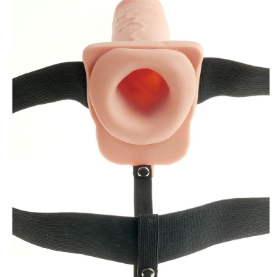 SÉRIE FETISH FANTASY - ARNÊS AJUSTÁVEL PÉNIS REALISTA COM BOLAS RECARREGÁVEIS E VIBRADOR 28 CM