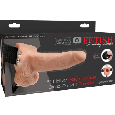 FETISH FANTASY SERIES - ARNÊS AJUSTÁVEL COM CONTROLE REMOTO PÊNIS REALISTA COM TESTÍCULOS RECARREGÁVEIS E VIBRADOR 15 CM