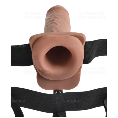 SÉRIE FETISH FANTASY - ARNÊS AJUSTÁVEL PÊNIS REALISTA COM BOLAS RECARREGÁVEIS E VIBRADOR 17,8 CM