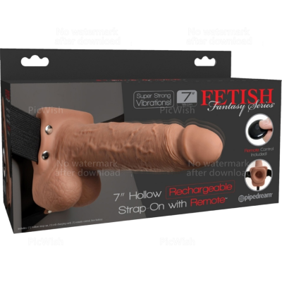 SÉRIE FETISH FANTASY - ARNÊS AJUSTÁVEL PÊNIS REALISTA COM BOLAS RECARREGÁVEIS E VIBRADOR 17,8 CM