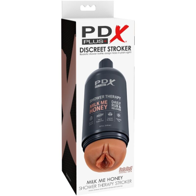 PDX PLUS - MASTURBADOR DE STROKER DE DESIGN DISCRETO COM GARRAFA DE SHAMPOO MILK ME HONEY CANDY